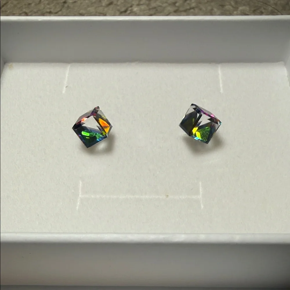 Elegant Multicolor 925 Silver Crystal Stud Earrings - Picture 7 of 16